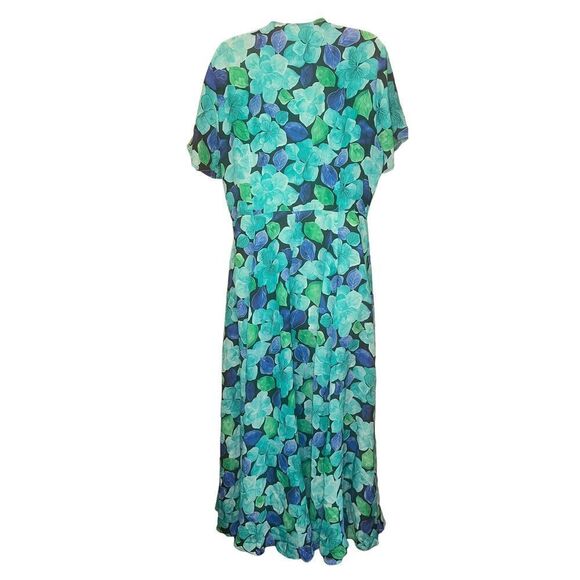 DYVNA Blue Tonal Leaves Button Front Midi Dress NWT Size Large - Picture 5 of 8